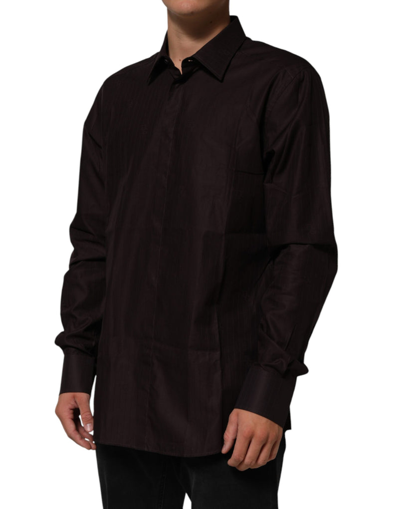 Camisa tipo vestido MARTINI de algodón marrón de manga larga de Dolce & Gabbana