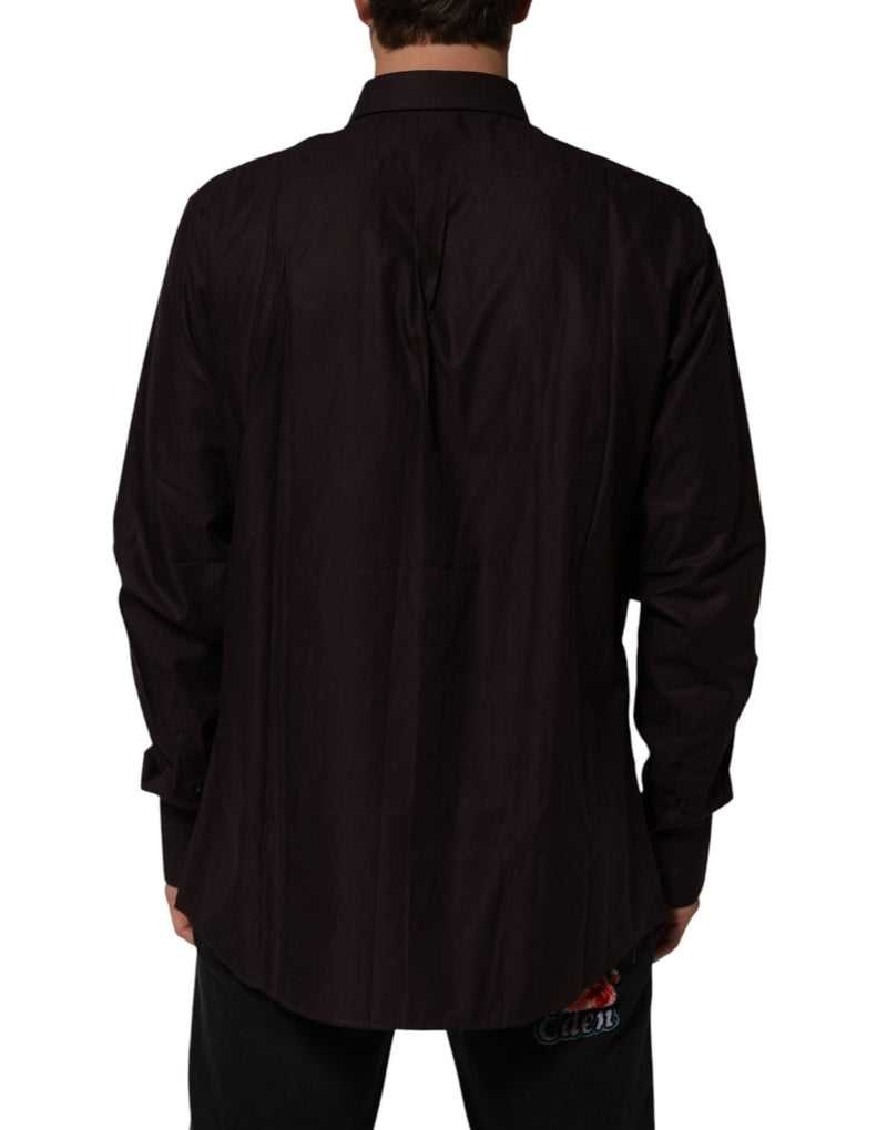 Camisa tipo vestido MARTINI de algodón marrón de manga larga de Dolce & Gabbana