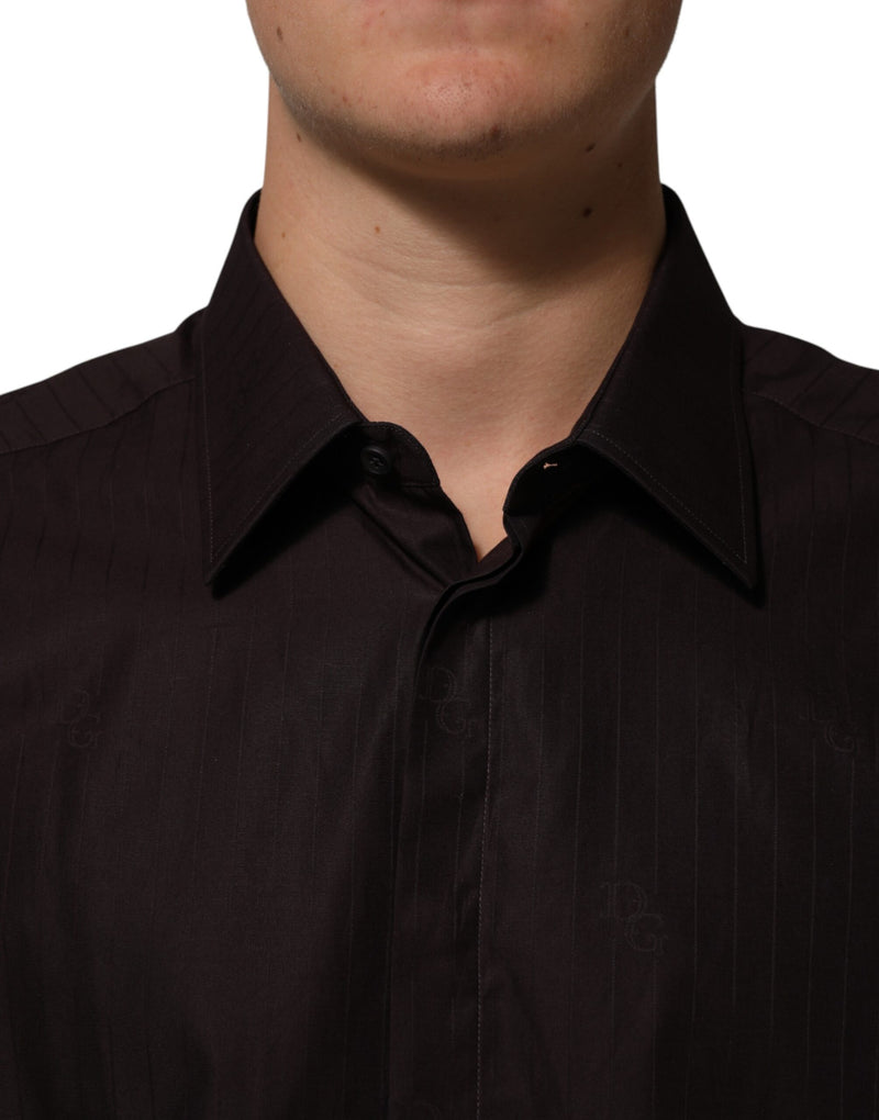 Camisa tipo vestido MARTINI de algodón marrón de manga larga de Dolce & Gabbana