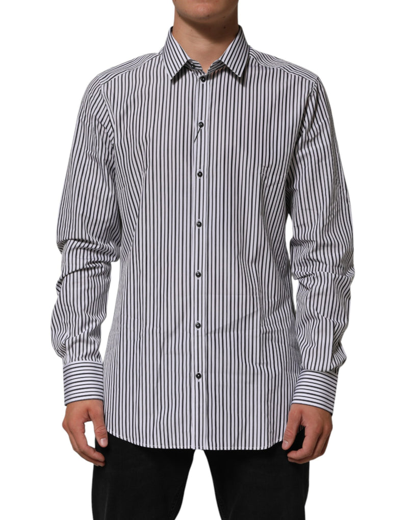 Camisa de vestir para hombre de rayas negras y blancas, línea GOLD, de Dolce & Gabbana