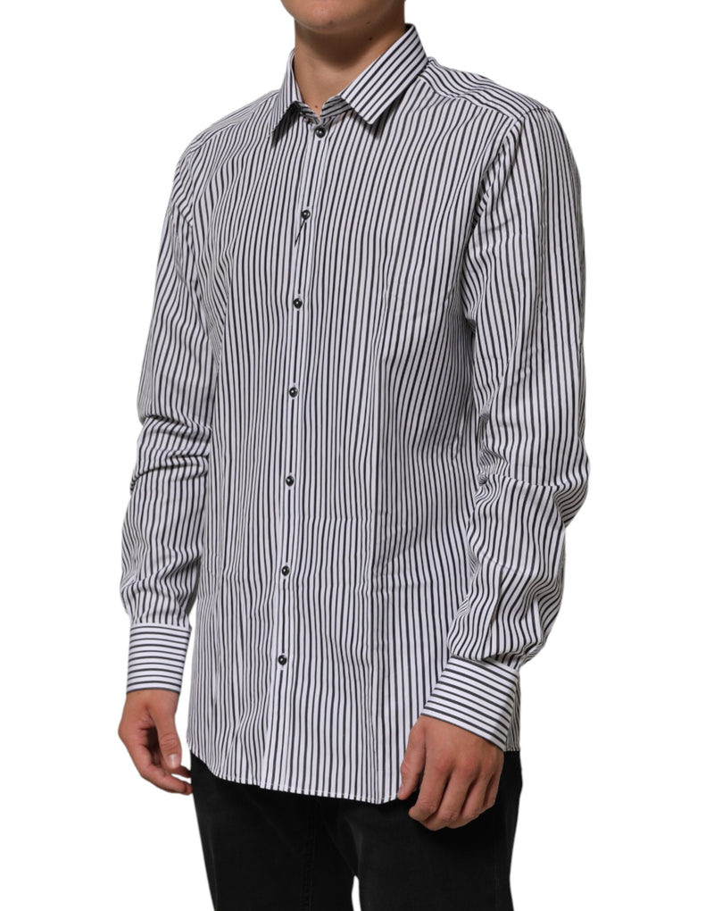 Camisa de vestir para hombre de rayas negras y blancas, línea GOLD, de Dolce & Gabbana