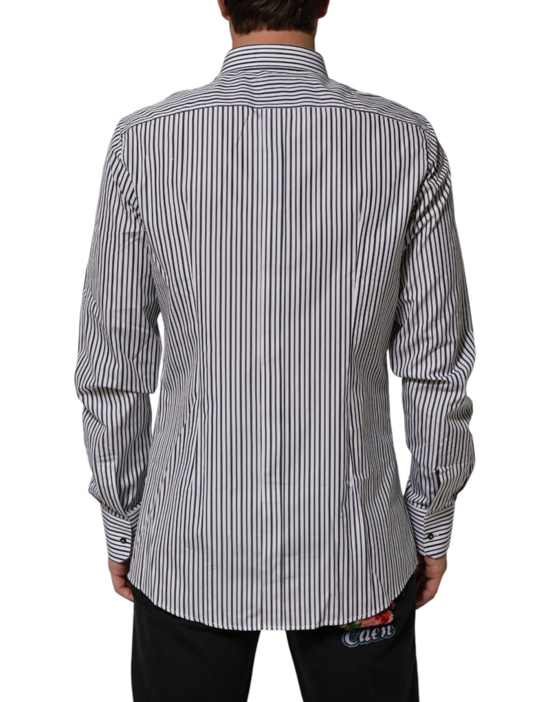 Camisa de vestir para hombre de rayas negras y blancas, línea GOLD, de Dolce & Gabbana