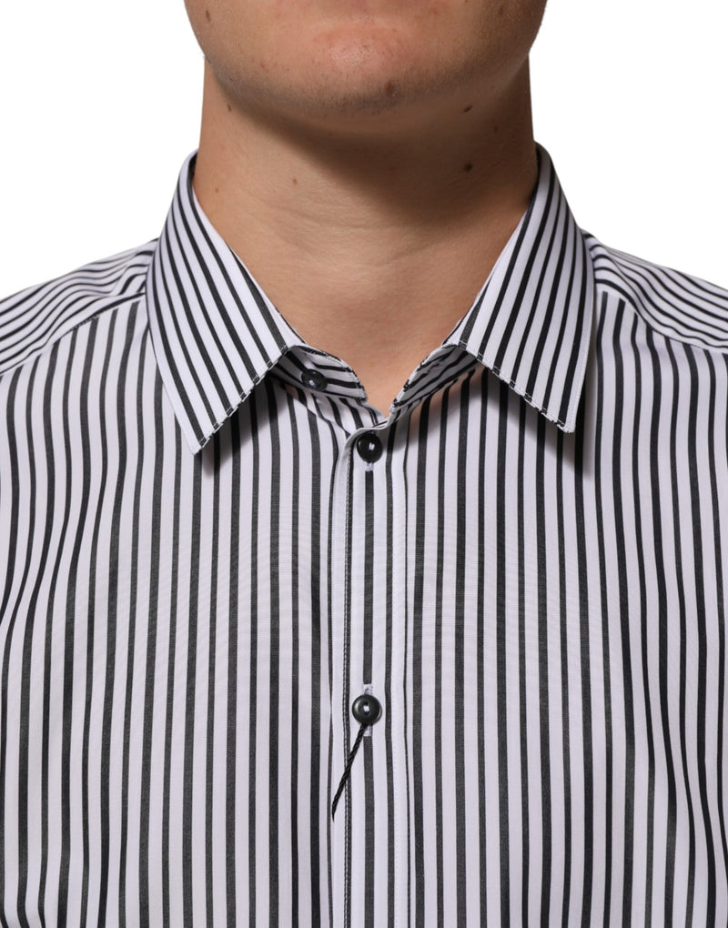 Camisa de vestir para hombre de rayas negras y blancas, línea GOLD, de Dolce & Gabbana