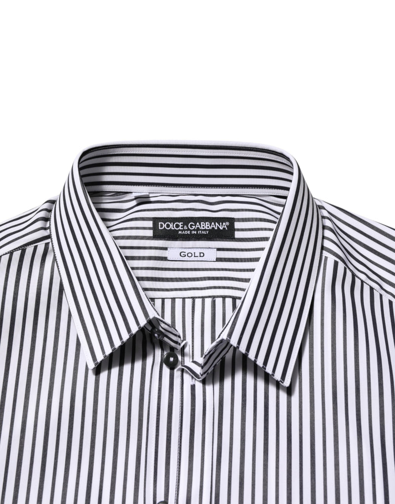 Camisa de vestir para hombre de rayas negras y blancas, línea GOLD, de Dolce & Gabbana
