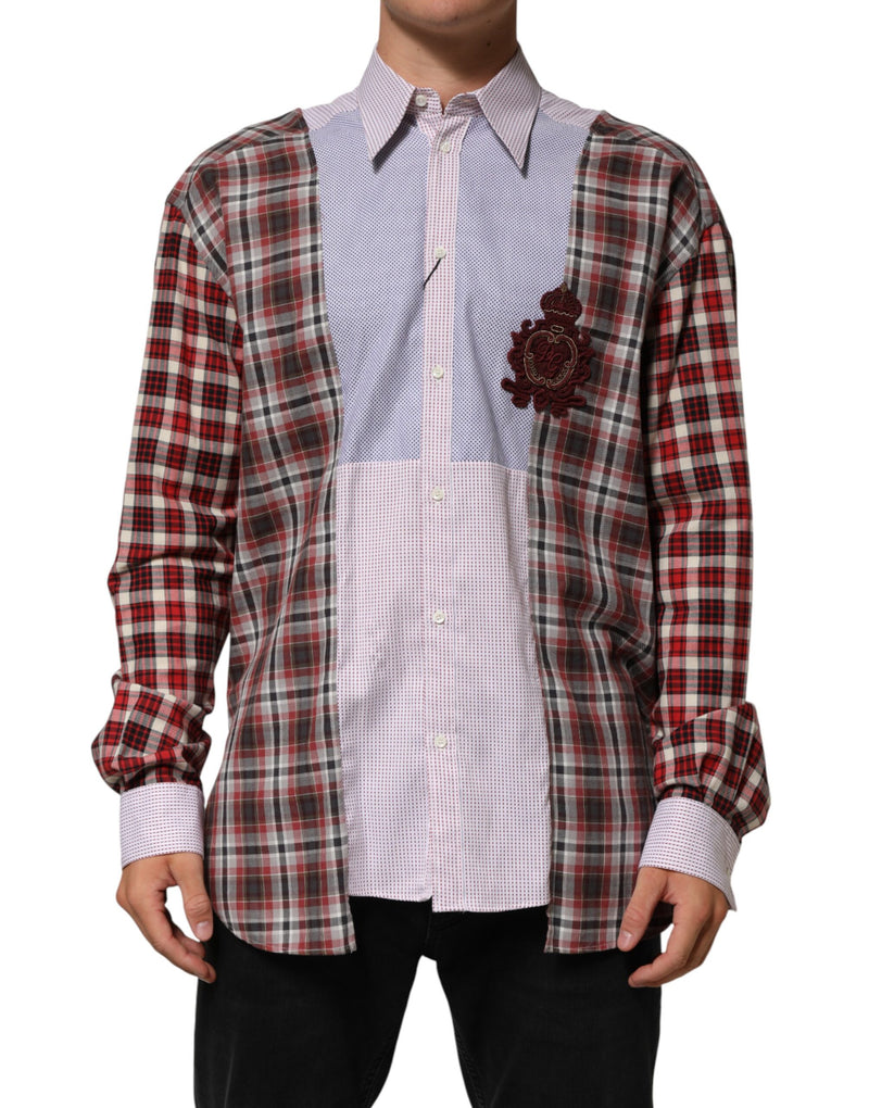 Chemise à carreaux multicolore à col en coton Dolce & Gabbana