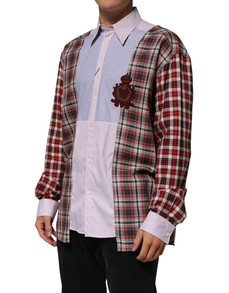 Chemise à carreaux multicolore à col en coton Dolce & Gabbana