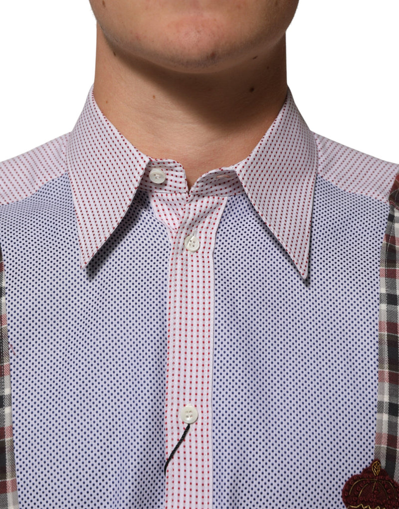 Chemise à carreaux multicolore à col en coton Dolce & Gabbana