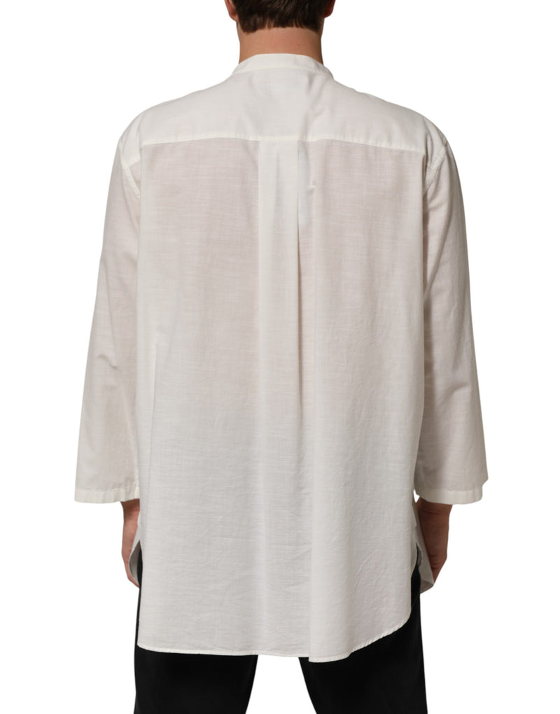 Camisa blanca de algodón abotonada con estampado floral Dolce & Gabbana