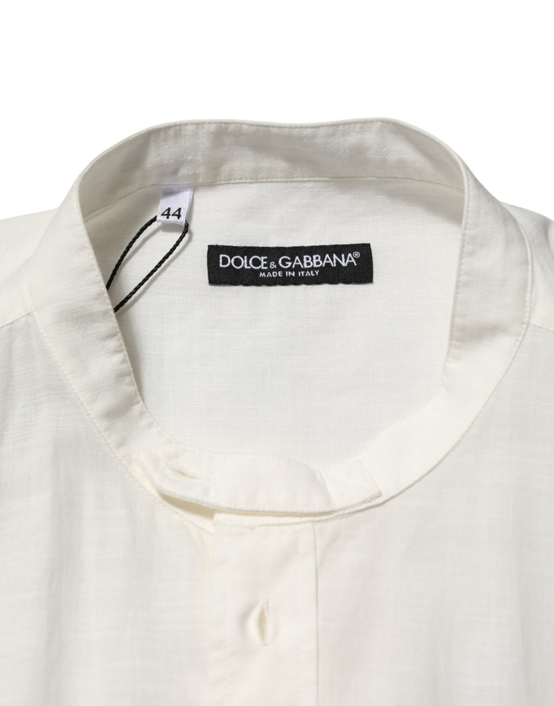 Camisa blanca de algodón abotonada con estampado floral Dolce & Gabbana