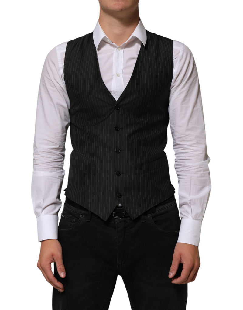 Gilet de costume formel pour homme en laine noire Dolce & Gabbana