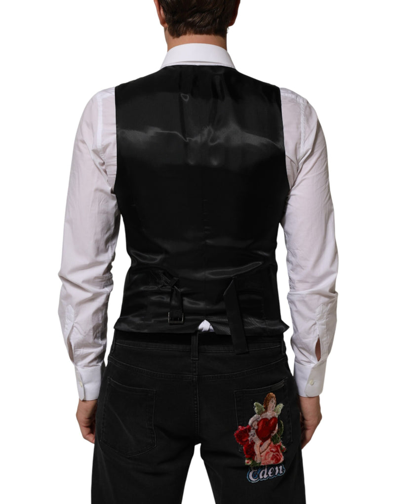 Gilet de costume formel pour homme en laine noire Dolce & Gabbana