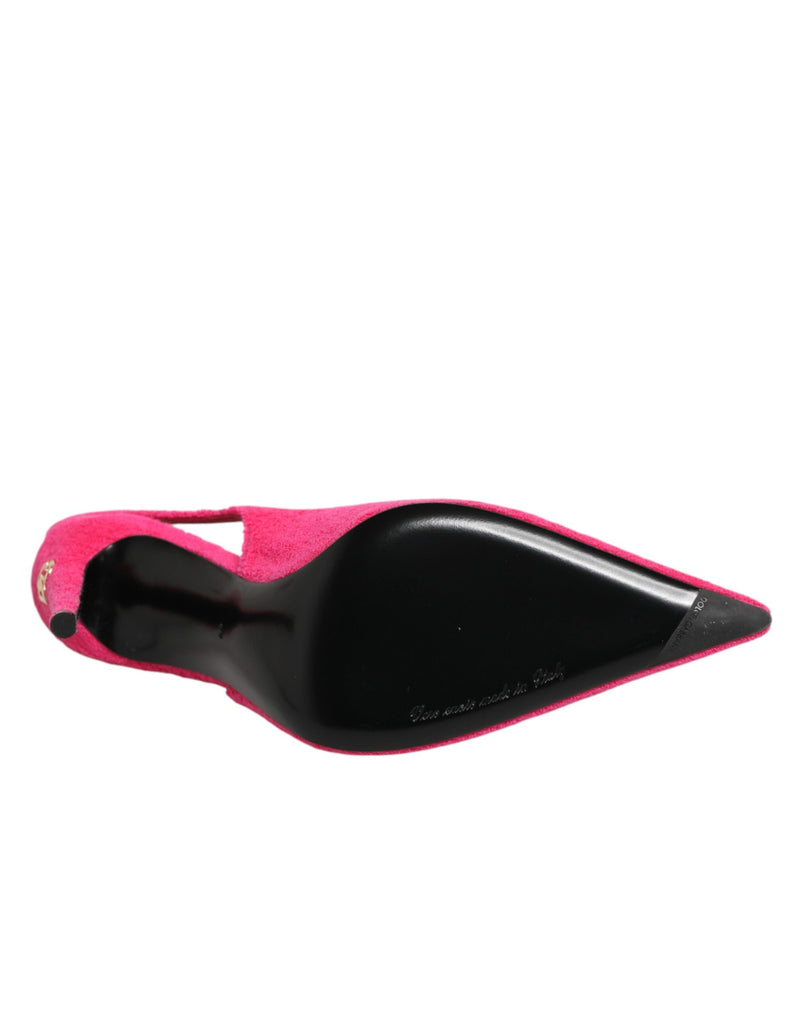 Dolce & Gabbana Pink Terry Cloth High Heels Slingback Shoes