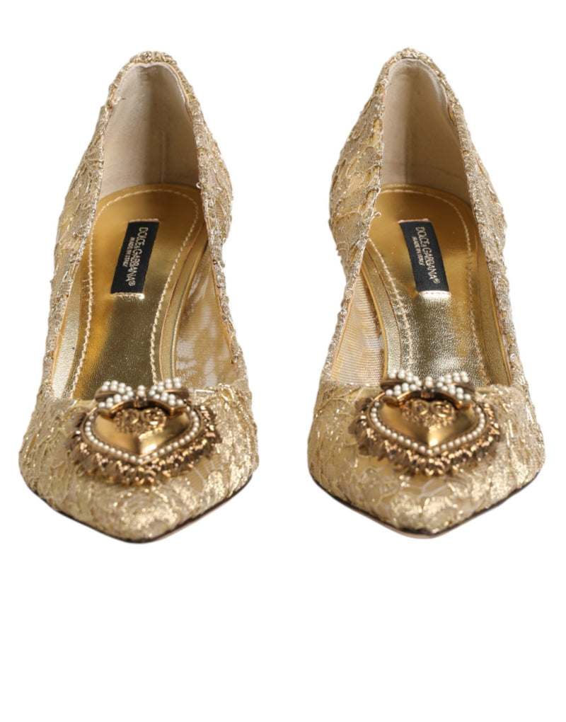 Dolce & Gabbana Décolleté DEVOTION in pizzo dorato Taormina