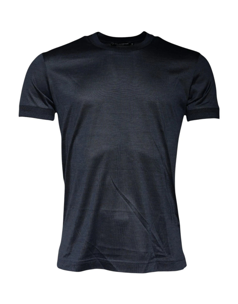 Dolce & Gabbana Blue Silk Crew Neck Short Sleeves Men T-shirt