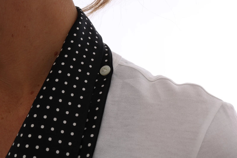 Camiseta branca de algodão com lenço de seda preto da Dolce & Gabbana