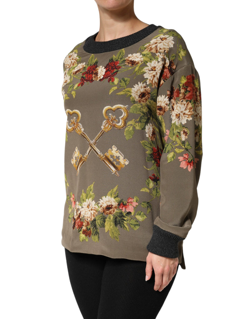 Pull blouse Dolce & Gabbana en soie Enchanted Sicily à col rond