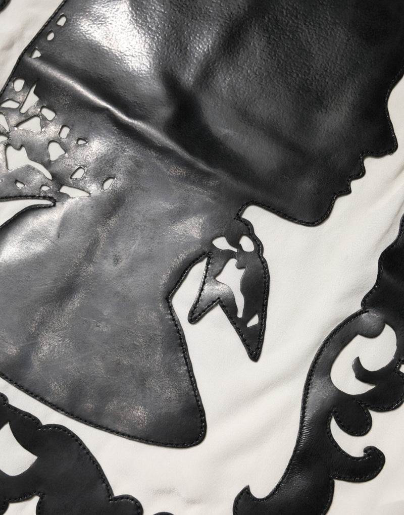 Blusa de seda creme com detalhe em silhueta e mangas curtas da Dolce & Gabbana