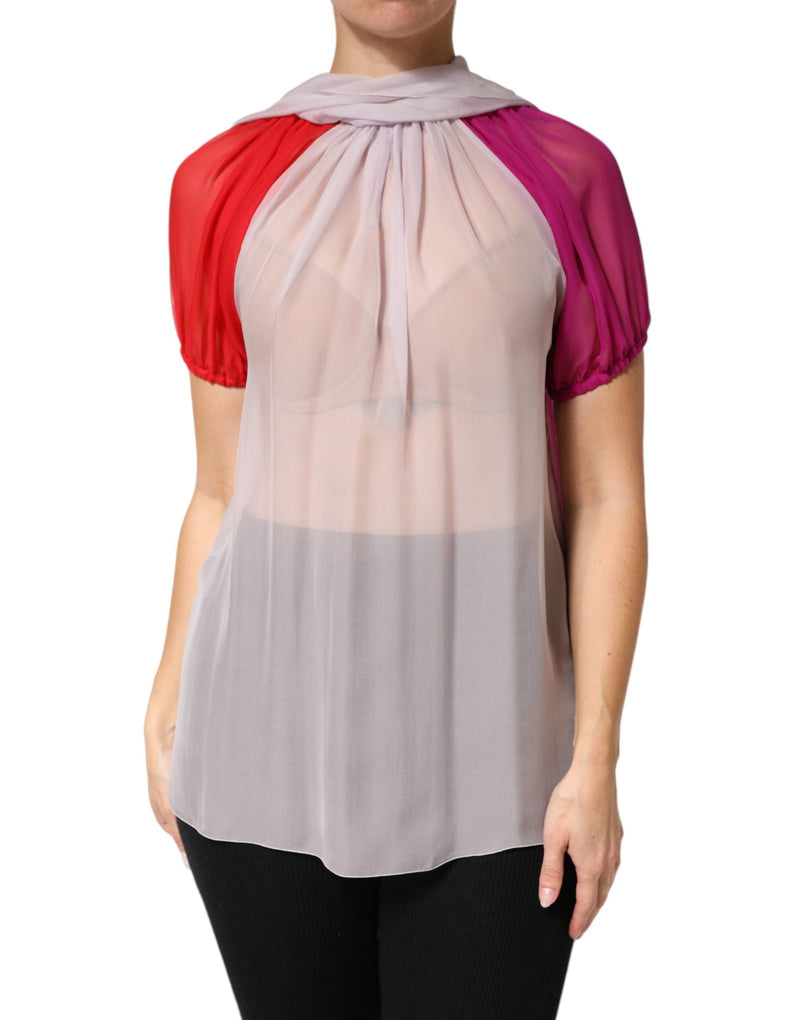 Haut blouse Dolce & Gabbana multicolore en soie à manches courtes