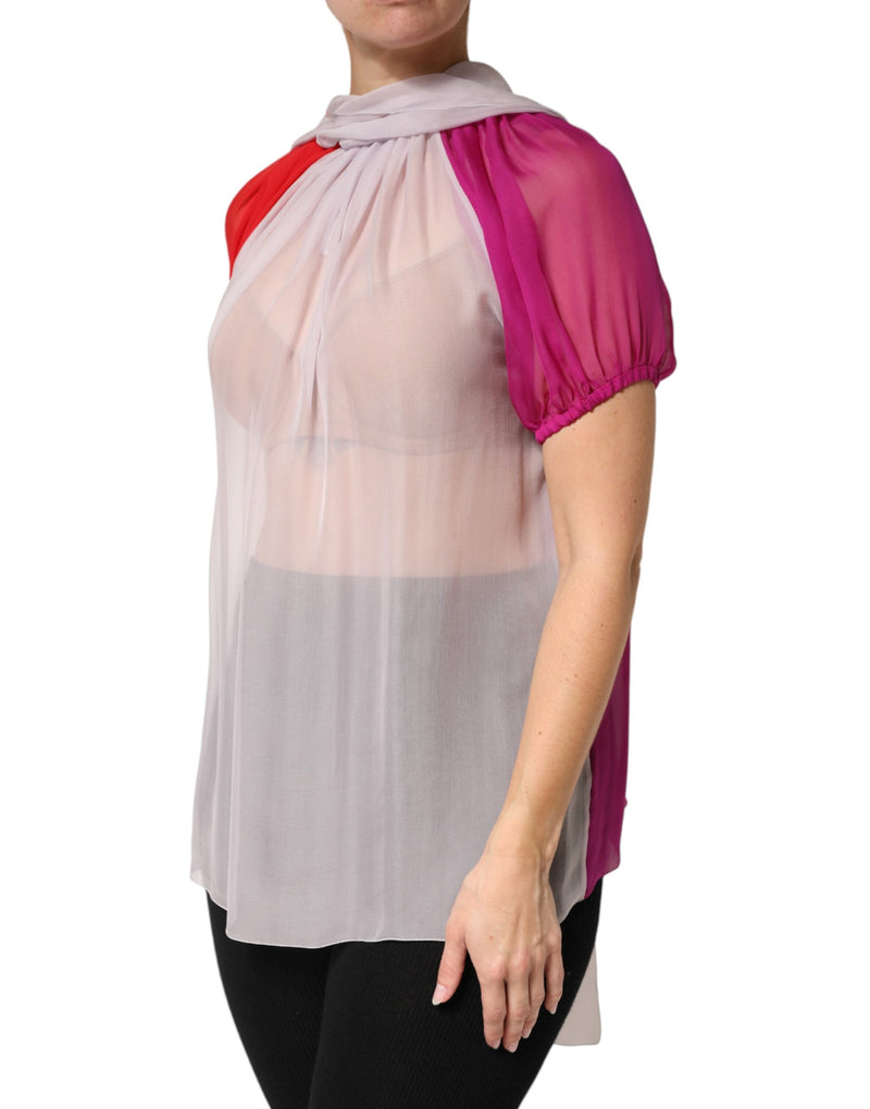 Haut blouse Dolce & Gabbana multicolore en soie à manches courtes
