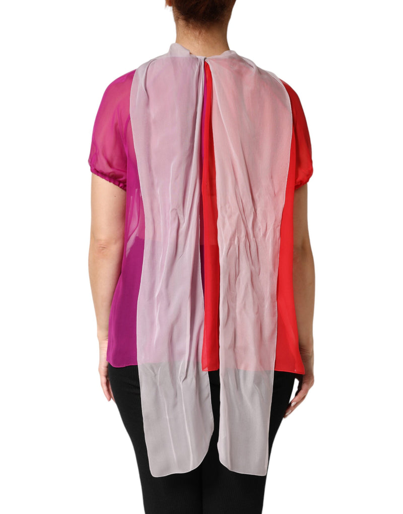 Haut blouse Dolce & Gabbana multicolore en soie à manches courtes