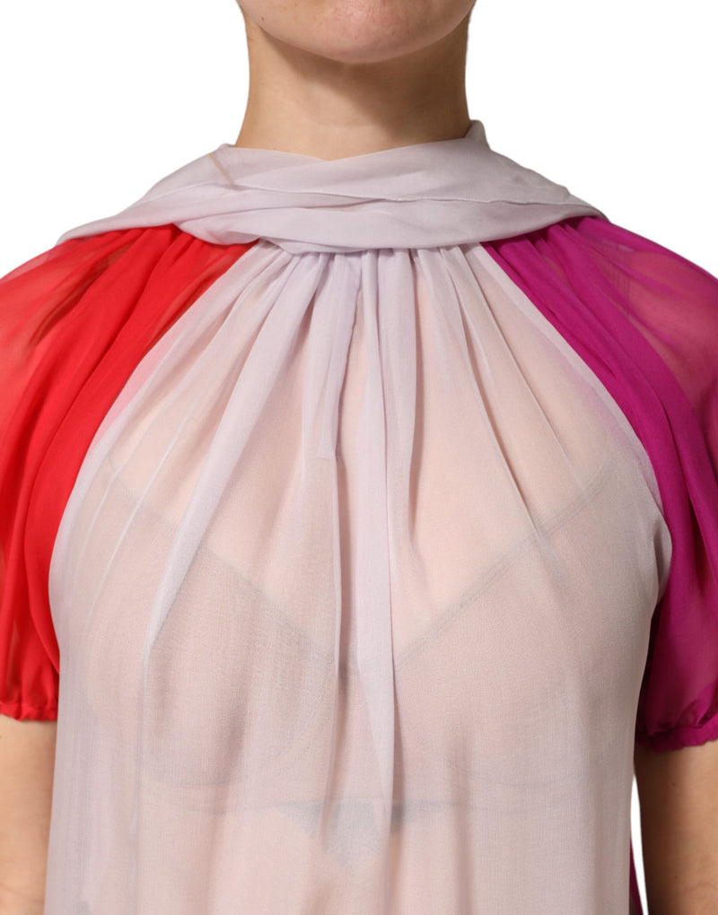 Haut blouse Dolce & Gabbana multicolore en soie à manches courtes