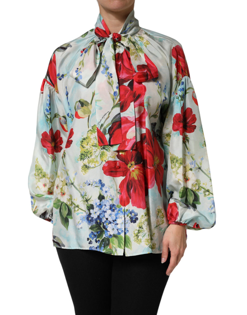 Blusa multicolorida com estampa floral e mangas longas da Dolce & Gabbana