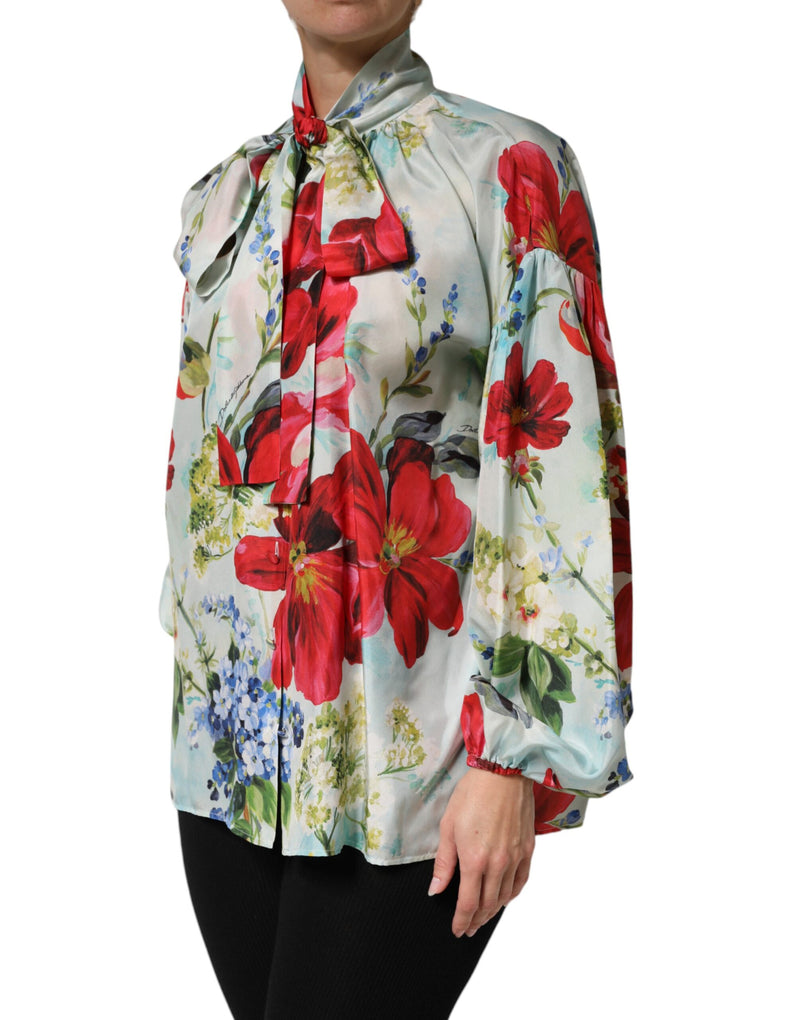 Blusa multicolorida com estampa floral e mangas longas da Dolce & Gabbana