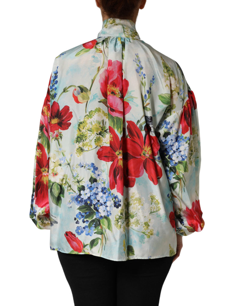 Blusa multicolorida com estampa floral e mangas longas da Dolce & Gabbana