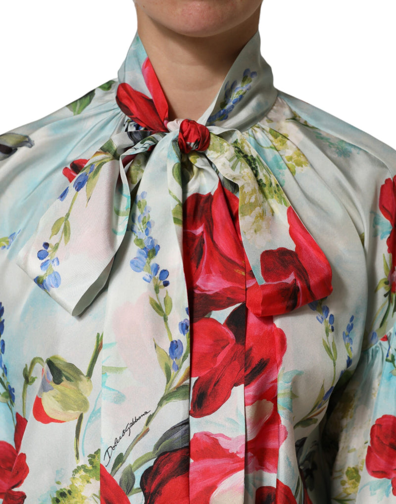 Blusa multicolorida com estampa floral e mangas longas da Dolce & Gabbana