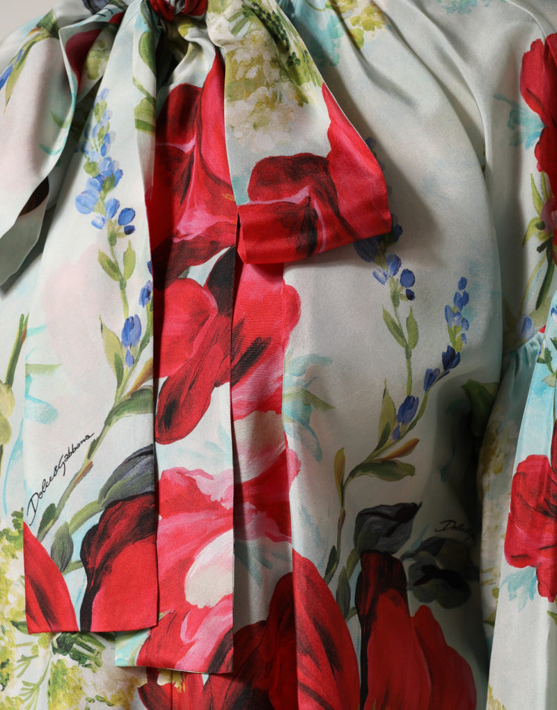 Blusa multicolorida com estampa floral e mangas longas da Dolce & Gabbana