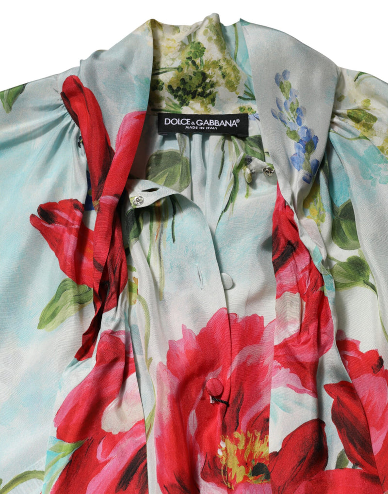 Blusa multicolorida com estampa floral e mangas longas da Dolce & Gabbana