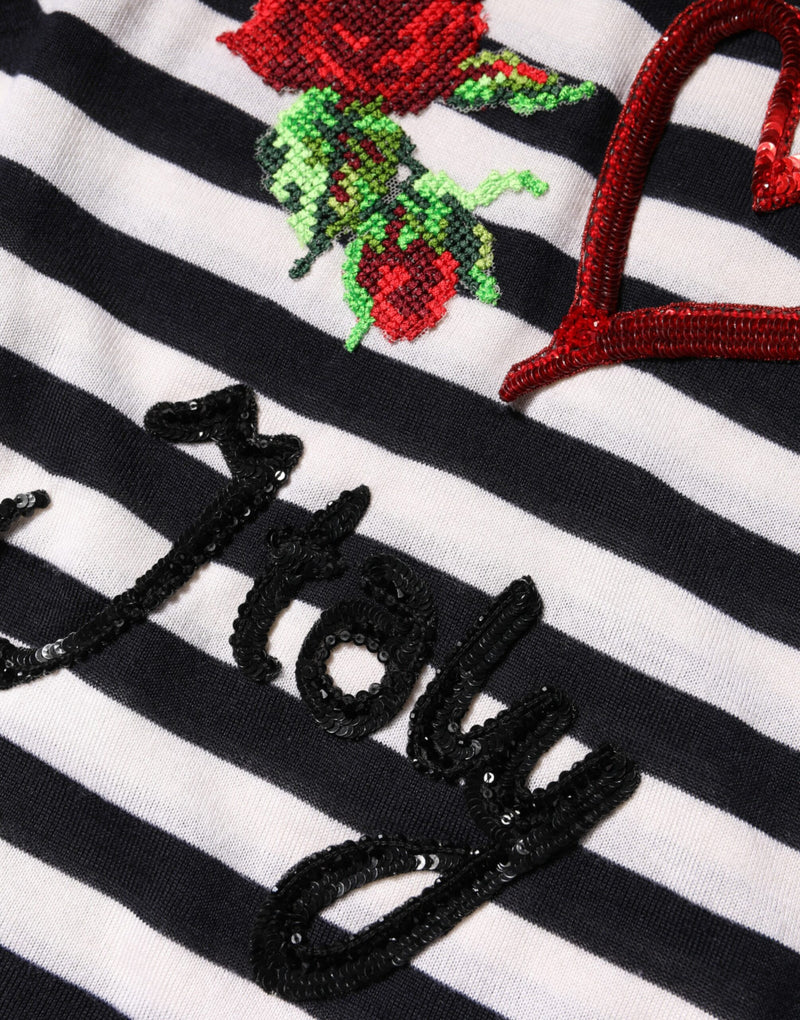 Top smanicato in cashmere e seta bianco e nero di Dolce & Gabbana
