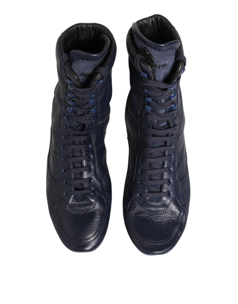 Botas de cano médio de couro de cervo azul-escuro Dolce & Gabbana