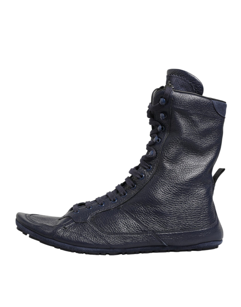 Botas de cano médio de couro de cervo azul-escuro Dolce & Gabbana