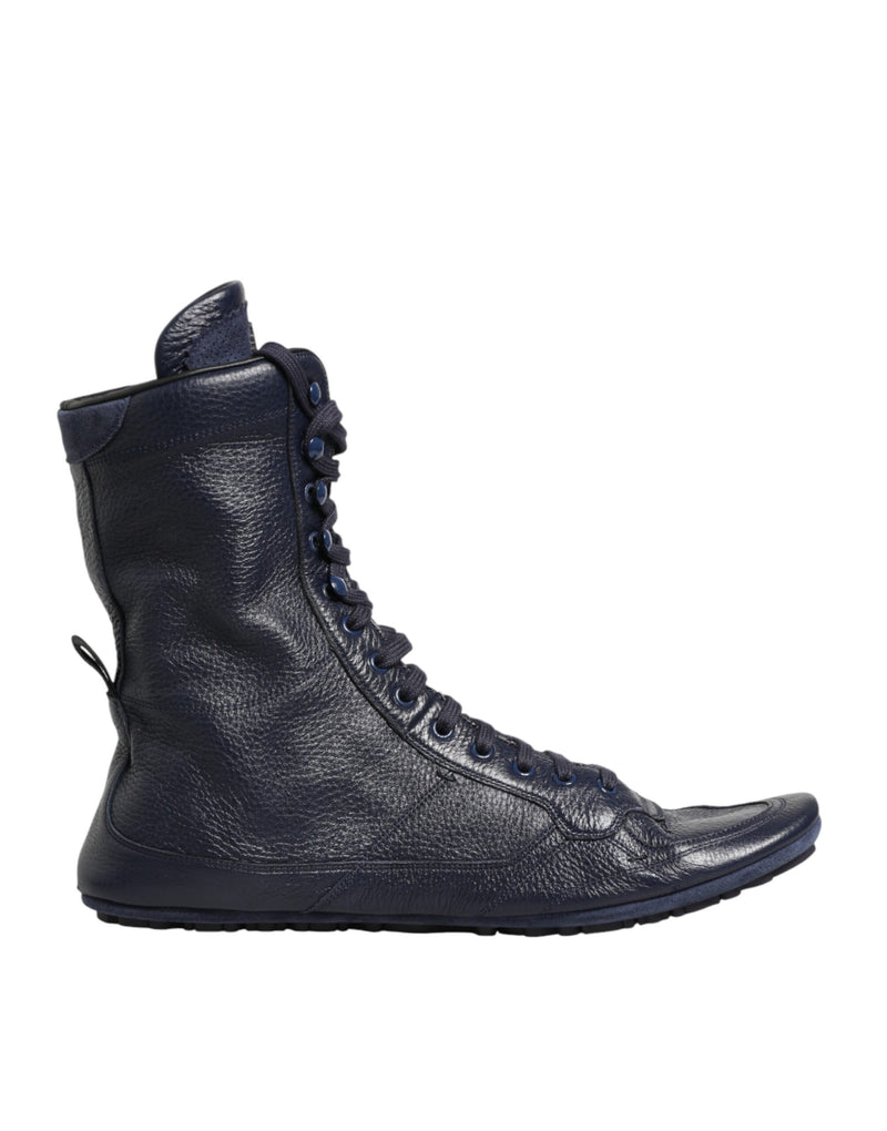 Botas de cano médio de couro de cervo azul-escuro Dolce & Gabbana