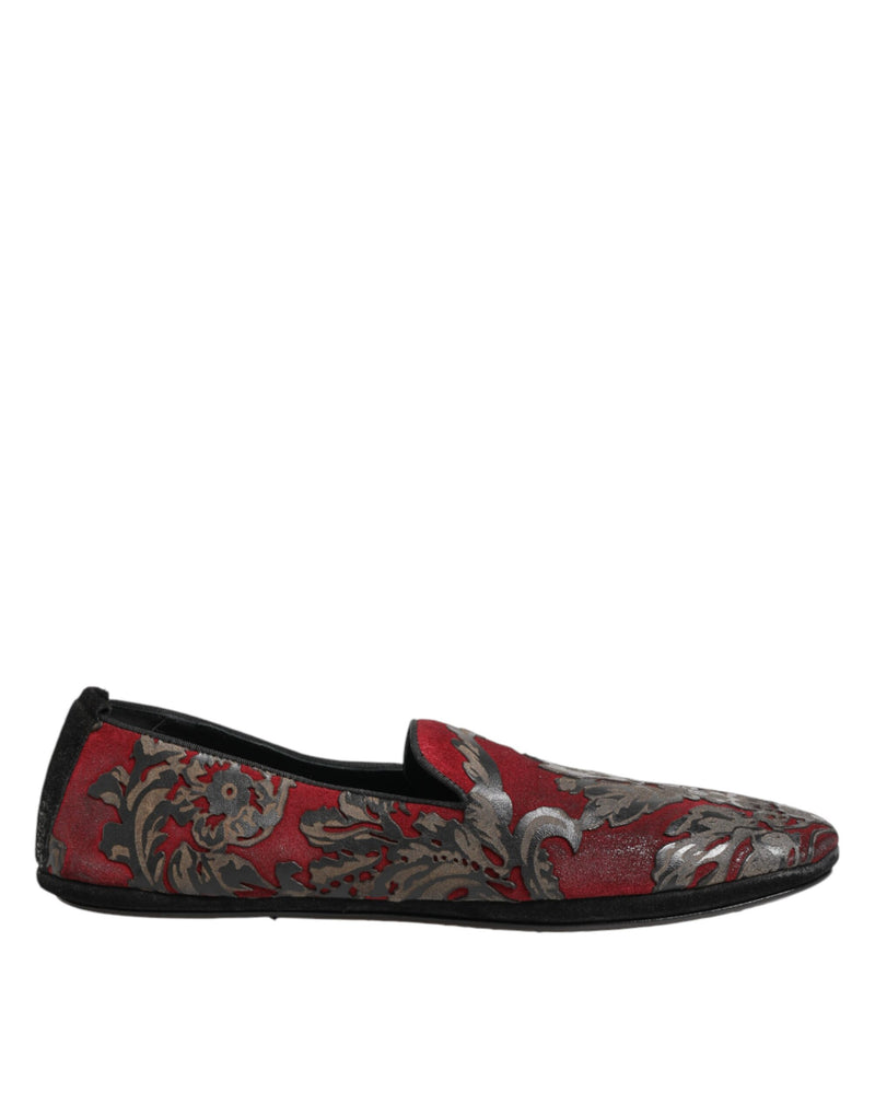 Mocassini slip-on in pelle jacquard bordeaux di Dolce & Gabbana