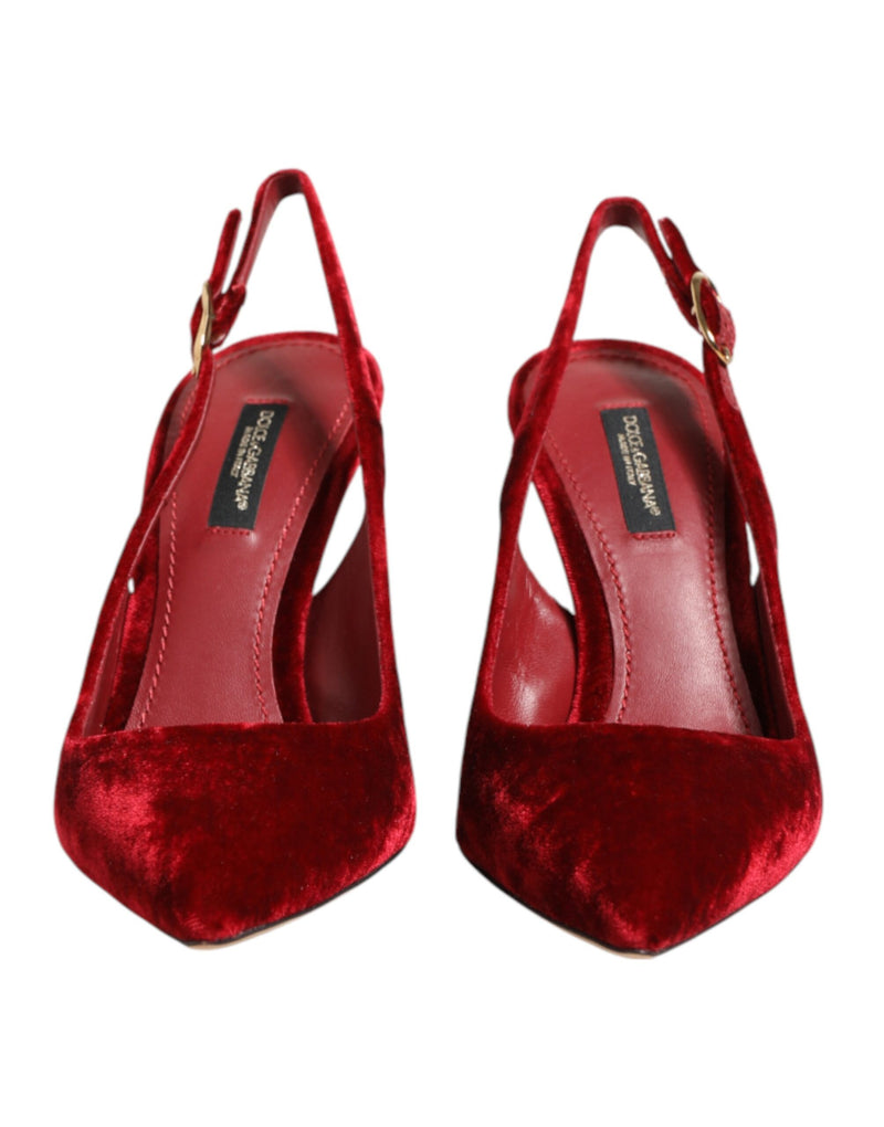 Sandalias de tacón alto de ante rojo con tira trasera de Dolce & Gabbana
