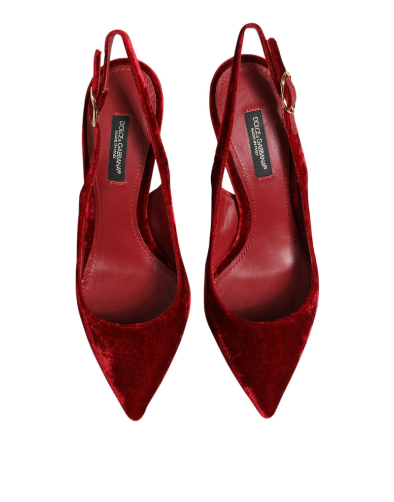 Sandalias de tacón alto de ante rojo con tira trasera de Dolce & Gabbana