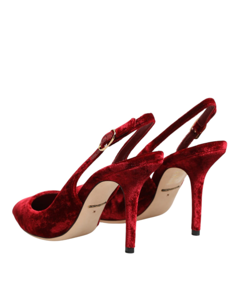 Sandalias de tacón alto de ante rojo con tira trasera de Dolce & Gabbana