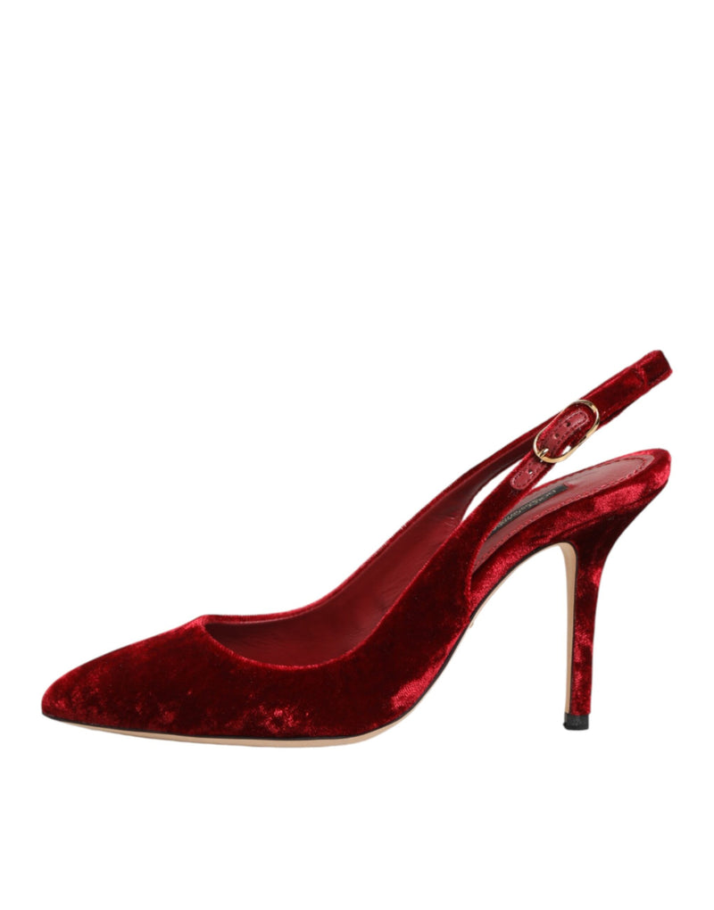 Sandalias de tacón alto de ante rojo con tira trasera de Dolce & Gabbana