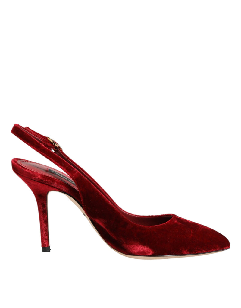 Sandalias de tacón alto de ante rojo con tira trasera de Dolce & Gabbana