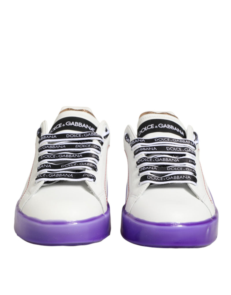 Sneakers basse Dolce & Gabbana in pelle bianca e viola