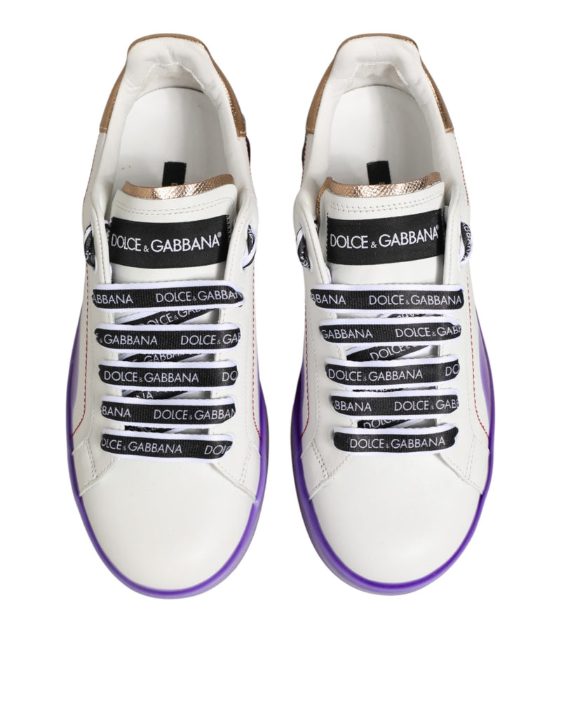 Sneakers basse Dolce & Gabbana in pelle bianca e viola