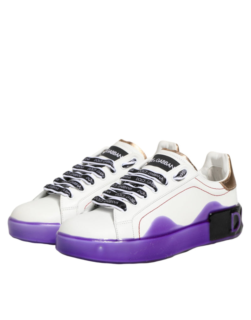 Sneakers basse Dolce & Gabbana in pelle bianca e viola