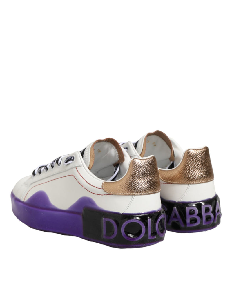 Sneakers basse Dolce & Gabbana in pelle bianca e viola