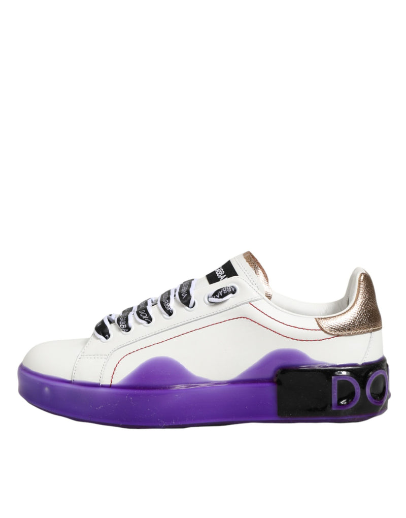 Sneakers basse Dolce & Gabbana in pelle bianca e viola