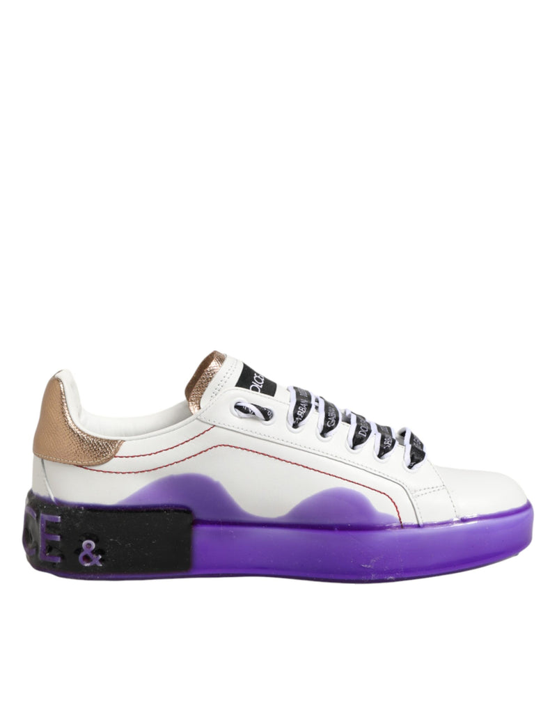 Sneakers basse Dolce & Gabbana in pelle bianca e viola