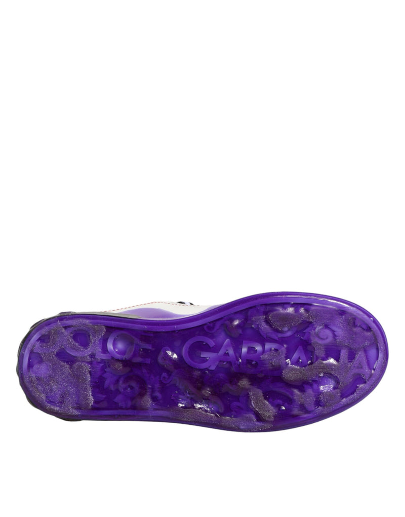 Sneakers basse Dolce & Gabbana in pelle bianca e viola