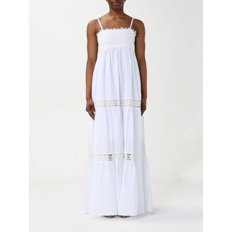 Kaos White Cotton Casual Dress
