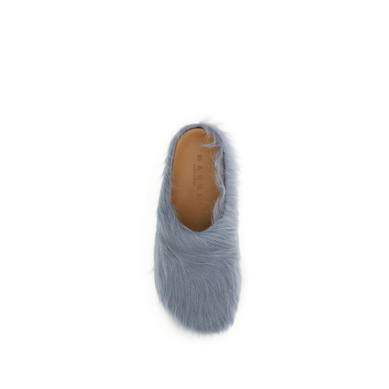 Marni Blue Calf Leather Bos Taurus Mules
